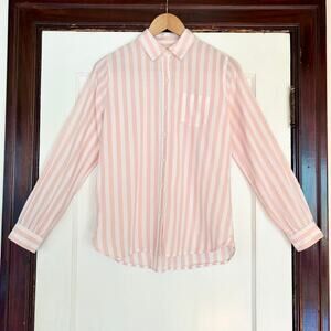 Trovata Birds of Paradis Blake Pink & White Stripe Button Down Shirt- XS